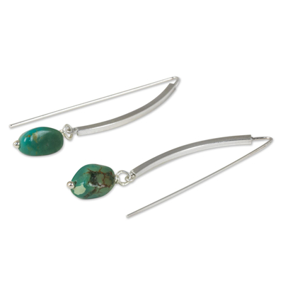 Sterling silver dangle earrings, 'Stunning Earth' - Reconstituted Turquoise and Sterling Silver Earrings