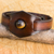 Tiger's eye and leather band band bracelet, 'Earthy Essence' - Artisan Crafted Tiger's Eye and Leather Band Bracelet thumbail