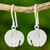 Sterling silver dangle earrings, 'Little Round Elephant' - Satin Finish Thai Sterling Silver Elephant Earrings (image 2) thumbail