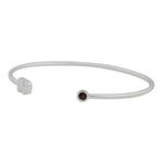 Garnet and sterling silver cuff bracelet, 'Elephant Smile' - Artisan Crafted Garnet and Sterling Silver Cuff Bracelet