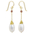 Gold plated cultured pearl dangle earrings, 'White Magnolia' - Thai Cultured Pearl Garnet 18k Gold Plated Dangle Earrings (image 2a) thumbail