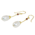 Gold plated cultured pearl dangle earrings, 'White Magnolia' - Thai Cultured Pearl Garnet 18k Gold Plated Dangle Earrings (image 2b) thumbail