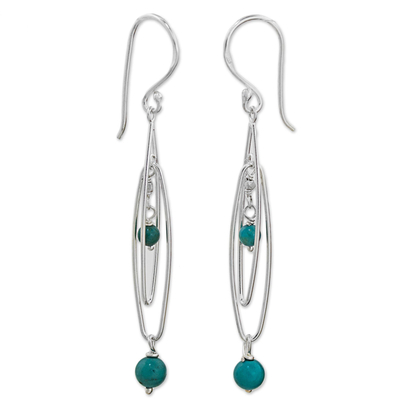 Sterling silver dangle earrings, 'Ocean Drops' - Sterling Silver and Calcite Dangle Earrings Thailand