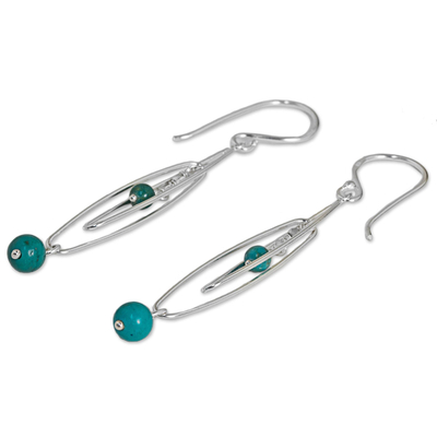 Sterling silver dangle earrings, 'Ocean Drops' - Sterling Silver and Calcite Dangle Earrings Thailand