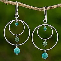 Calcite dangle earrings, 'Tidal Ripples' - Sterling Silver Calcite Dangle Earrings from Thailand