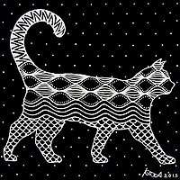 „Freundliche Katze“ – Originales Acryl-Katzengemälde einer Katze in Schwarz und Weiß