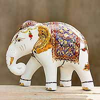 Benjarong porcelain statuette, Elegant Elephant