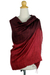 100% silk shawl, 'Red Peony' - Artisan Crafted 100% Silk Shawl with Fringe from Thailand (image 2b) thumbail