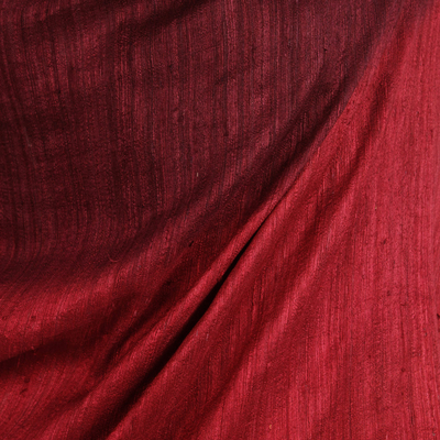 100% silk shawl, 'Red Peony' - Artisan Crafted 100% Silk Shawl with Fringe from Thailand