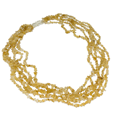 Mehrreihige Citrin-Halskette - Mehrsträngige Halskette mit Citrin und Sterlingsilber