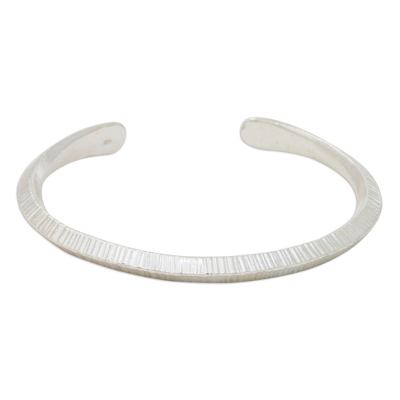 Sterling silver cuff bracelet, 'Modern Karen Style' - Karen Hill Tribe Modern Sterling Cuff Bracelet