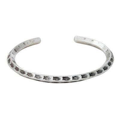 Sterling silver cuff bracelet, 'Turning Fish' - 925 Sterling Silver Cuff Bracelet Hand Made in Thailand