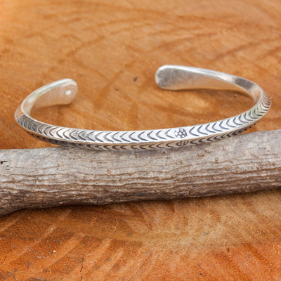 Sterling silver cuff bracelet, Flower Flow
