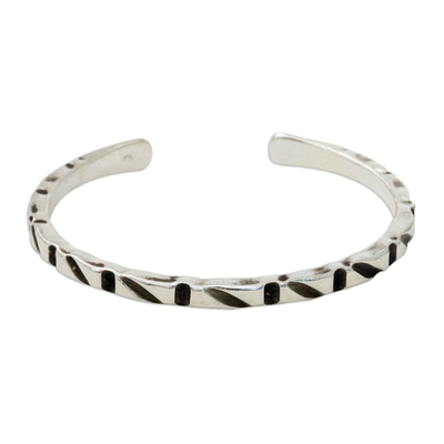 Sterling silver cuff bracelet, 'Karen Spirit' - Hand Crafted Hill Tribe Sterling Silver Cuff Bracelet