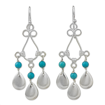 Blue Calcite Sterling Silver Chandelier Earrings Thailand