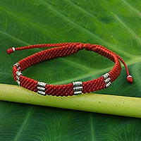 Featured review for Silver accent wristband bracelet, Karen Bamboo in Scarlet
