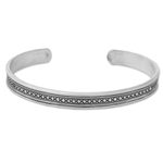 Sterling silver cuff bracelet, 'Sterling Freedom' - Hand Made Sterling Silver Cuff Bracelet Cross Motif Thailand