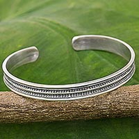 Sterling silver cuff bracelet, 'Sterling Hope'