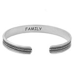 Sterling silver cuff bracelet, 'Sterling Family' - Hand Made Sterling Silver Cuff Bracelet Inscription Thailand
