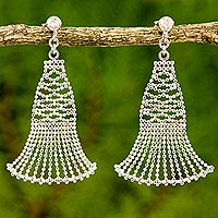 Sterling silver dangle earrings, 'Flowing Dresses'
