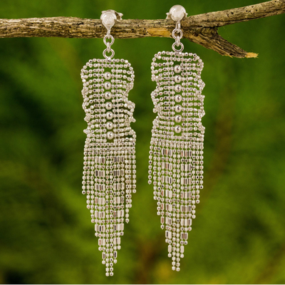 Sterling silver waterfall earrings, 'Curtain Call' - Thai Handcrafted Sterling Silver Waterfall Earrings