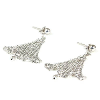 Sterling silver chandelier earrings, 'Silver Skirts' - Sterling Silver Chandelier Earrings Skirt Pattern Thailand