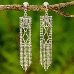 Sterling silver waterfall earrings, 'Bell Towers' - Sterling Silver Rectangle Waterfall Earrings from Thailand