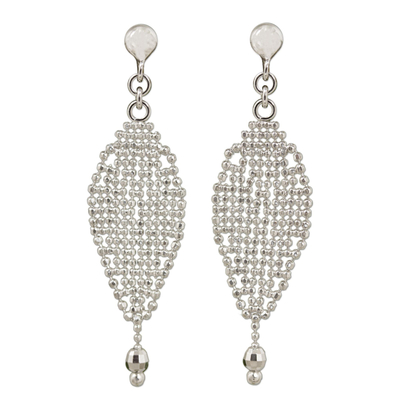 Sterling silver dangle earrings, 'Tulip Petal' - Tulip Inspired Thai Sterling Silver Dangle Earrings
