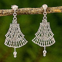 Sterling silver chandelier earrings, 'Sterling Angels'
