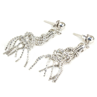 Sterling silver dangle earrings, 'Raining Helixes' - Sterling Silver Helix Shape Dangle Earrings from Thailand