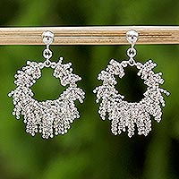 Sterling silver dangle earrings, 'Snow Again'