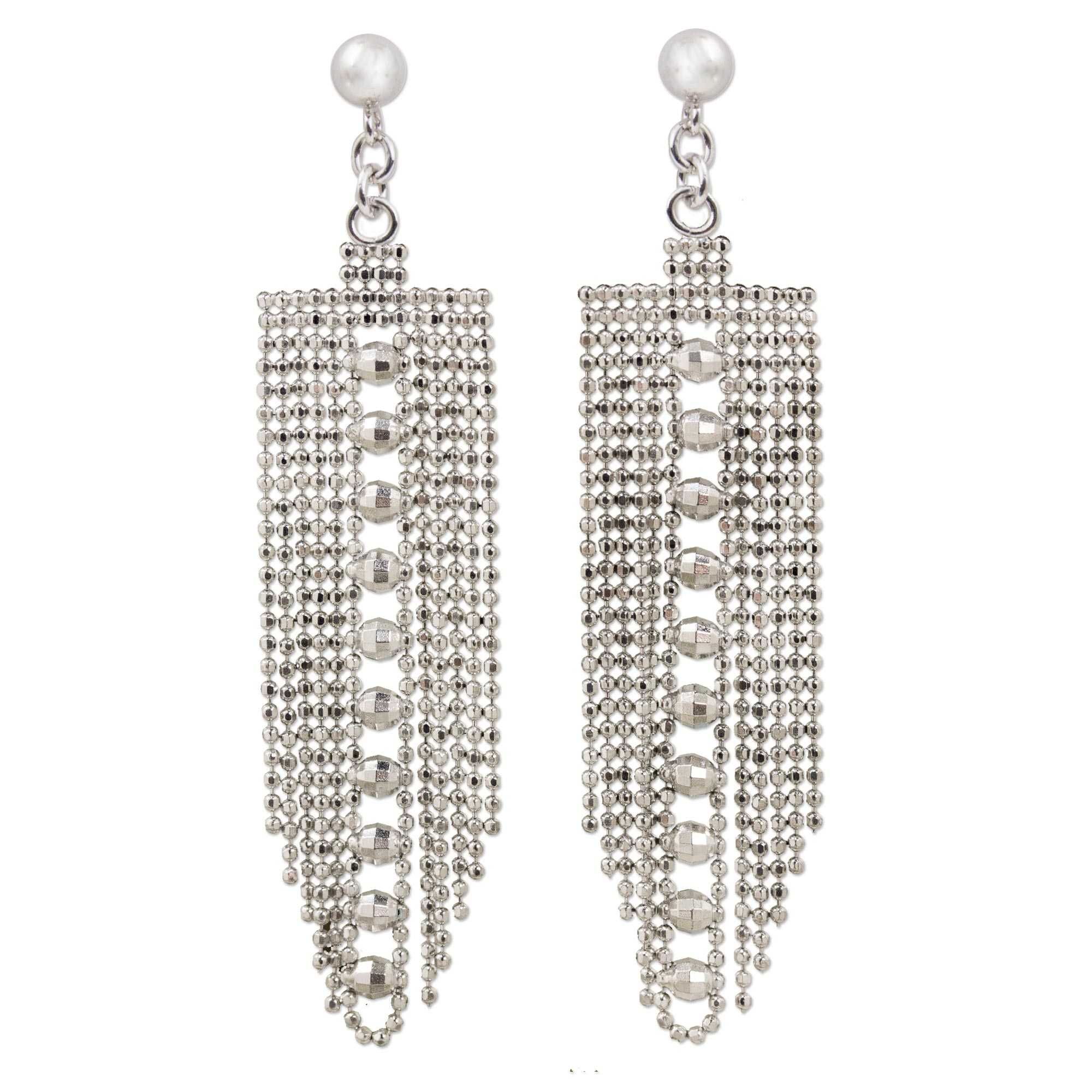 Beaded Sterling Silver Waterfall Earrings from Thailand - Decadent ...