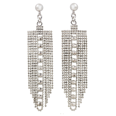 Beaded Sterling Silver Waterfall Earrings from Thailand
