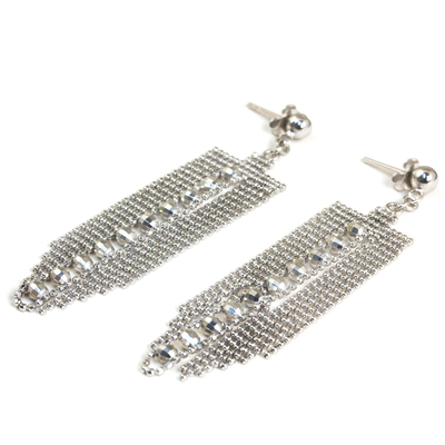 Sterling silver waterfall earrings, 'Decadent Chandeliers' - Beaded Sterling Silver Waterfall Earrings from Thailand