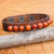 Carnelian and leather wristband bracelet, 'Rock Walk in Orange' - Hand Crafted Carnelian and Leather Band Bracelet (image 2) thumbail