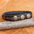 Lapis lazuli and leather wristband bracelet, 'Rock Walk in Blue' - Artisan Crafted Lapis Lazuli and Leather Band Bracelet (image 2b) thumbail
