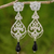 Onyx and sterling silver dangle earrings, 'Thai Chandelier in Black' - Onyx and Sterling Silver Dangle Earrings from Thailand thumbail