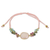 Multi-gemstone pendant bracelet, 'Jewel of the Sand' - Pink Chalcedony Beaded and Macrame Handmade Bracelet (image 2a) thumbail