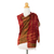 Silk shawl, 'Orange Dance' - 100% Silk Orange and Green Shawl from Thailand