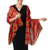 Silk shawl, 'Orange Dance' - 100% Silk Orange and Green Shawl from Thailand thumbail