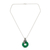 Chalcedony and marcasite pendant necklace, 'Mandarin Moon' - Handmade Green Chalcedony and Marcasite Pendant Necklace thumbail