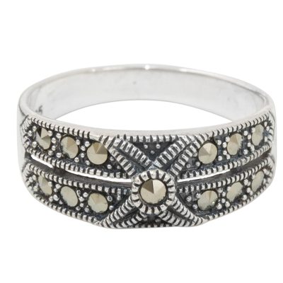Marcasite band ring, 'Sweet Melody' - Artisan Crafted Marcasite and Sterling Silver Band Ring