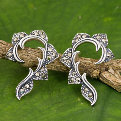 UNICEF Market | Hand Crafted Marcasite and Sterling Silver Drop Earrings -  The Dearest