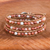 Jasper, silver and leather wrap bracelet, 'Cozy Brown' - Thai Jasper and Leather Cord Bracelet with Silver Clasp (image 2) thumbail