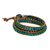 Serpentine and leather wrap bracelet, 'Cozy Blue' - Hand-Crafted Serpentine and Leather Wrap Bracelet thumbail
