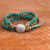 Serpentine and leather wrap bracelet, 'Cozy Blue' - Hand-Crafted Serpentine and Leather Wrap Bracelet (image 2b) thumbail