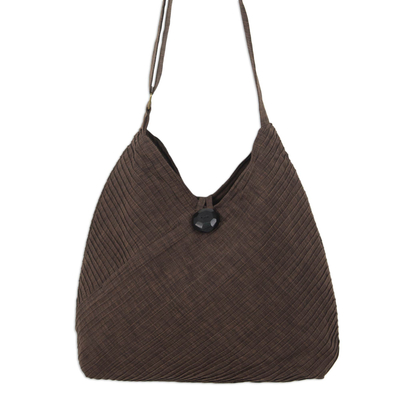 Cotton shoulder bag, 'Let's Go' - Bohemian Brown Shoulder Bag with Coin Purse