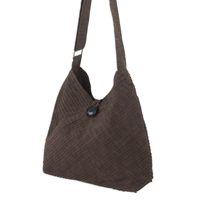 Cotton shoulder bag, 'Let's Go' - Bohemian Brown Shoulder Bag with Coin Purse