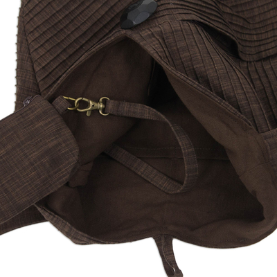 Bolso bandolera de algodón - Bolso de hombro bohemio marrón con monedero