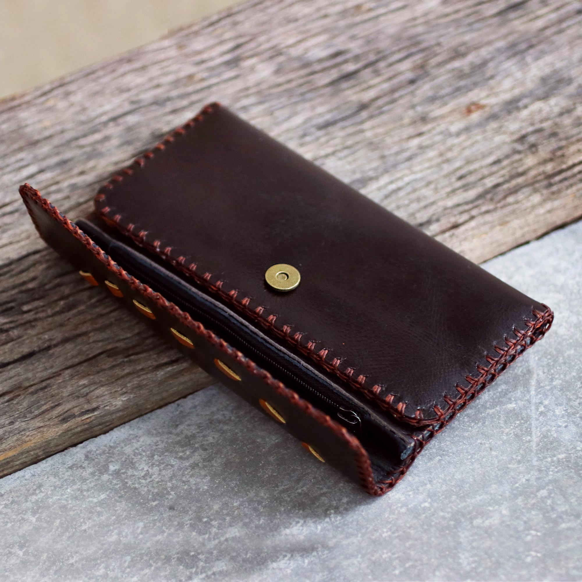 Thai Handcrafted Leather Wallet in Browns - Chic Efficiency | NOVICA